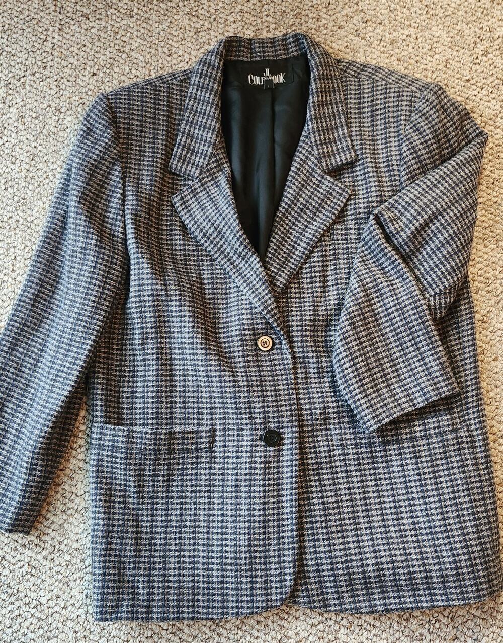 Vtg JL Colebrook Houndstooth Blazer Jacket Academic Dark Academia Tweed #771